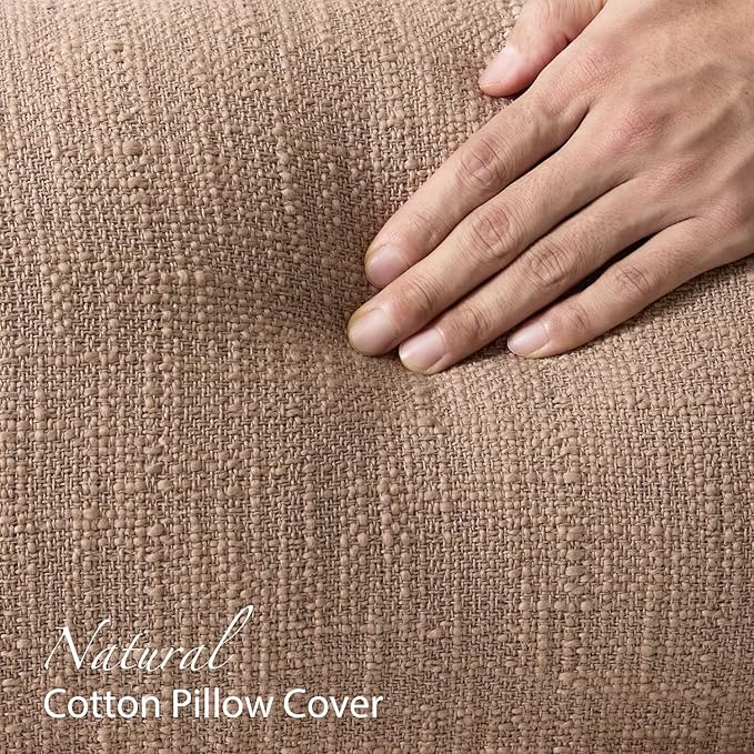 Kevin Textile 14x36 Inch Long Lumbar Pillow Cover 1 Pack Boho Fringe Decorative Rectangle Cushion Case with Tassels Neutral Cotton Woven Textured Farmhouse for Living Room Couch Sofa Bed, Khaki Brown