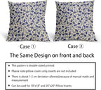 Navy Blue Floral Pillow Covers 16x16 Set of 2 Vintage Rustic Old Style Cute Small Flower Blue Cream Print Decorative Outdoor Pillowcases Farmhouse Throw Cushion Case Decor for Couch Sofa Bed