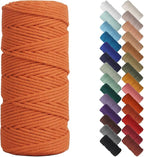 NOANTA Orange Macrame Cord 3mm x 109yards, Colored Macrame Rope, Cotton Rope Macrame Yarn, Colorful Cotton Craft Cord for Wall Hanging, Plant Hangers, Crafts, Knitting