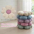 2 Pcs Pink Decorative Throw Pillows, 15'' Cute Daisy Flower Shaped Pillow Floor Seating Cushion for Bed Couch Bedroom Room Dorm Decor (Pink & Ivory)