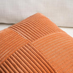 Fancy Homi 2 Packs Orange Long Lumbar Decorative Throw Pillow Covers 12x24 Inch for Couch Bed Sofa, Rustic Farmhouse Boho Home Decor, Soft Striped Corduroy Rectangle Accent Cushion Case 30x60 cm