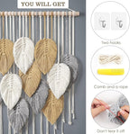 LOMOHOO Macrame Wall Hanging Leaves Boho Wall Decor Bohemian Handmade Woven Wall Art Decoration for Bedroom Living Room Apartment Dorm Gallery Perfect Handmade Gift Ideas 23.6" W x 30.7" L