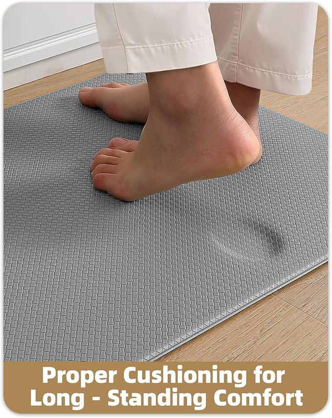 Color&Geometry Anti Fatigue Cushion Kitchen Mat for Floor -17"x79",Long,Easy Clean, Water & Oil Proof, Anti Slip, Foam Rubber Runner Rug for Front Sink Comfort Standing,Grey