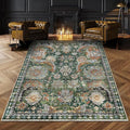 RUGSURE Washable Area Rugs - Perfect for Living Room, Bedroom, Kids Room, Nursery - Stain & Water Resistant Non-Slip, Pet & Child Friendly, Vintage Tribal Area Rugs (Green, 4' x 6')