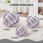 Uvvyui Knot Pillow Ball, Soft Home Decorative Pillows, Round Throw Pillow, Handmade Knotted Plush Pillow, Round Boucle Pillow Cushion (11 Inches Light Grey)