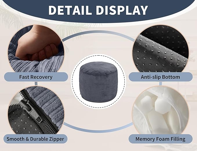 Pouf Ottoman Foot Stools Ottoman with Foam Small Corduroy Ottomans for Living Room Ottomans Pouf 20x15 Floor Poufs Foot Rest for Office Chair Pink Foot Stool Small
