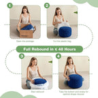 Round Stuffed Pouf, Corduroy Poufs with Foam Chunk Filling,26 X 18 Inches Floor Poufs Foot Rest for Living Room