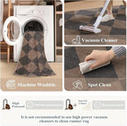 Beeiva Checkered Print Hallway Runner Rug 2x6, Moroccan Kitchen Runner Rugs Non Skid Washable 6ft Ultra Thin Stain Resistant Entryway Decor, Diamond Gingham Alfombra for Bathroom Laundry (Brown/Black)