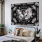 Skeleton Butterfly Tapestry Pink Skull Hippie Mushroom Plants Tapestry for Bedroom Moon phase Aesthetic Tapestries Wall Hanging for Living Room Dorm (Pink, 60” x 44”)