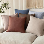 Foindtower Pack of 2, Decorative Linen Soild Throw Pillow Covers Soft Accent Euro Cushion Case Boho Farmhouse Pillowcase for Chair Couch Sofa Bedroom Living Room Home Decor 16 x 16 Inch Rust Red