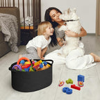 Black Woven Storage Basket, 17"x12"x8" Cotton Rope Baskets for Organizing Dog Toy, Gift, Book, Towel, Cloth, Shoe, Decorative Wicker Storage Bin for Shelves, Closet, Bathroom, Living Room