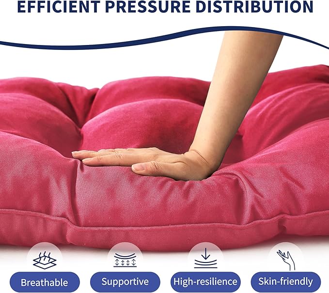 Outdoor Bench Cushion, 59x18x5 Inch, Waterproof Bench Cushion for Outdoor/Indoor Furniture, Tufted Patio Bench Seat Cushion, Fade Resistant Outdoor Cushions for Porch Swing Couch, Burgundy