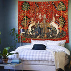 FEASRT Medieval Princess Tapestry Maiden and Unicorn - European Royal Tapestry, 60x51 Inches Soft Flannelette, for Living Room Royal Historical Decor