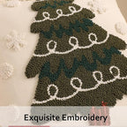 Tosleo Christmas Tufted Pillow Covers 18 x 18 inch Set of 2 Green Xmas Tree with Snowflake Throw Pillow Cover Party Decor Winter Holiday Embroidery Cushion Case for Sofa Couch Bed Living Room