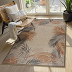 LIVEBOX Modern 3x5 Jute Outdoor Patio Rug, Washable Rugs for Entryway Porch, Tropical Leaf Boho Farmhouse Carpet, Non Slip Front Door Mat for Outdoor Indoor Entryway Decor (Beige 3'x5')