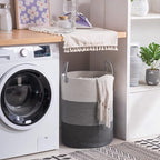 YOUDENOVA Woven Rope Laundry Hamper Basket, 58L Tall Luandry Basket, Baby Nursery Hamper for Blanket Storage, Clothes Hampers for Laundry in Bedroom