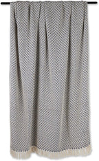 DII Modern Zig Zag Throw Blanket Woven Cotton, Hand-Knotted 2.5" Fringe, 50x60, Nautical Blue