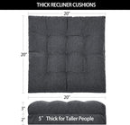 HAVARGO Recliner Cushions for Elderly, 20x20x5 Inch Thick Chair Cushion Patent Design Soft Tufted Dual Layer Booster Seat Cushions for Seniors Recliner Risers Gray 1P