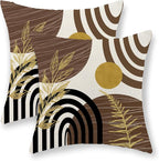 Boho Brown Pillow Covers 18x18 Set of 2 Brown Gold Leaf Tropical Decor Mid Century Throw Pillows Outdoor Bohemian Decorative Pillowcase Farmhouse Abstract Modern Cushion Case for Couch Sofa