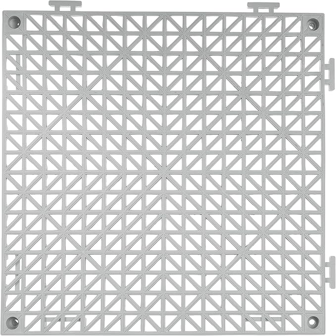 VEVOR Modular Interlocking Cushion, 12 Pack 12" x 12" Splicing Drainage Mats, Soft PVC Interlocking Drainage Floor Tiles, Non-Slip Drainage Holes for Restroom, Bathroom, Kitchen, Pool, Wet Areas, Gray