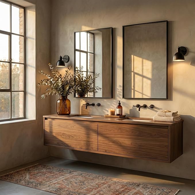 2-Pack 24x36 Matte Black Bathroom Mirror, Deep-Set Metal Frame, Heavy-Duty Rectangular Vanity Mirror for Over Sink, Modern Farmhouse & Industrial Style