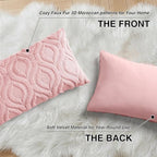 decorUhome Cozy Textured Throw Pillow Covers 12x20 Inch Set of 2, Soft Plush Faux Wool Pink Accent Couch Pillow Covers for Modern Farmhouse Sofa Bed Living Room