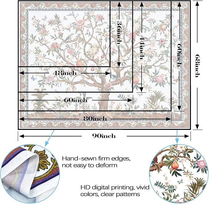 Faxdong Boho Tree of LIfe Tapestry, Vintage Flower Leaves Birds Plant Animal Pattern Tapestries, Retro Indian Bohemian Aesthetic Wall Hanging White 36×48 inch