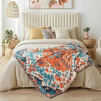 Lahome Rerto Fleece Blanket for Women Boho Bedroom Decor, Small Throw Blanket for Couch Bed Chair Cover, Decorative Fleece Blanket Throws Mom Gift Vintage Home Decor, Bohemian Orange Mutli 50x60