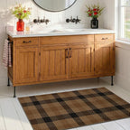Brown Checkered 2 x 4 Runner Rug Indoor - Easy Jute Brown and Black Checkered Rug for Entryway, Kitchen Runner Non Slip Washable, Earthy & Rustic Check Accent Décor