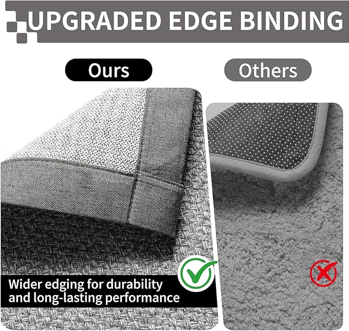Washable Hallway Runner Rug 2x8 Jute Like Kitchen Runner Mat Rugs Non Slip, Woven Soft Entryway Farmhouse Runner Boho Floor Carpet for Indoor Laundry Hall Backdoor Bedroom Living Room, Grey