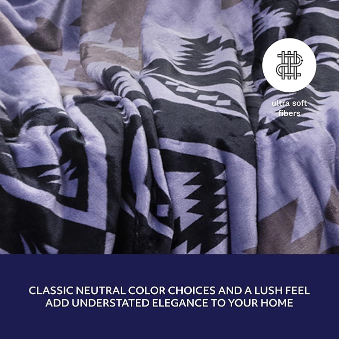 Mon Chateau 60" x 70" Serenity Flannel Throw Blanket, Aztec Print Soft Blanket for Queen-Size Bed, Couch, or Sofa, Cozy Home Decor and Stylish Living Room Comfort, Sunstone Pattern