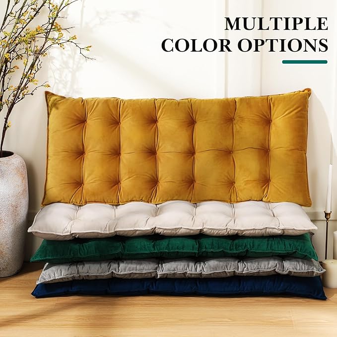 Bench Cushion for Indoor Furniture 40x20 in Velvet Thicken Indoor Window Seat Cushion, Piano Sofa, Entryway Storage, Bay Window Tufted Patio Porch Swing Bench Pad Memory Foam(Green)