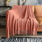 LOMAO Knitted Throw Blanket with Tassels Bubble Textured Lightweight Throws for Couch Cover Home Decor (Coral, 60x80)