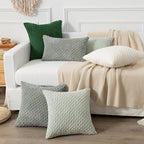 Kevin Textile 14x24 Inch Pillow Cover 1 Pack Boho Decorative Soft Striped Corduroy Lumbar Farmhouse Color Accent Rectangle Cushion Case for Living Room Couch Sofa Bed, Greyish Green
