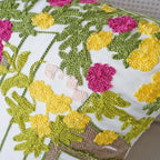 vctops Spring Embroidered Decorative Throw Pillow Cover Summer Floral Square Pillow Cases Garden Cotton Cushion Cover for Couch Sofa Bed (Flower C,18"x18")