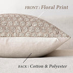 Foindtower Set of 2 Decorative Neutral Floral Print Throw Pillow Covers Vintage Accent Farmhouse Cushion Covers Boho Home Decor for Sofa Couch Chair Bedroom Living Room,20×20 Inch,Tan Taupe