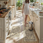 KIMODE Anti Fatigue Kitchen Mats for Floor, Boho Kitchen Rugs Sets of 2, Cushioned Kitchen Floor Mats, Comfort Standing Mat for Sink Laundry Office Desk Brown 17"x59"+17"x29"