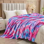 NEWCOSPLAY Super Soft Throw Blanket Deep Purple Rainbow Premium Silky Flannel Fleece Leaves Pattern Lightweight Bed Blanket All Season Use (Deep Purple Rainbow, Throw(50"x60"))
