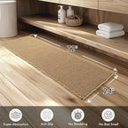 MIULEE Set of 2 Waffle Bathroom Runner Rugs, Boho Bath Rugs Non Slip Washable, Super Absorbent Runner Bath Mats, Rubber Backed Shower Mats for Hallway Bedroom Laundry Room, Brown, 2'x6'(24x72 Inch)