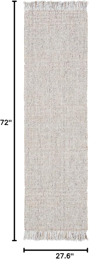 SAFAVIEH Natural Fiber Collection Runner Rug - 2'3" x 6', Silver & Natural, Handmade Woven Fringe Jute, Ideal for High Traffic Areas in Living Room, Bedroom (NF826G)