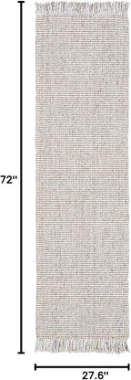 SAFAVIEH Natural Fiber Collection Runner Rug - 2'3" x 6', Silver & Natural, Handmade Woven Fringe Jute, Ideal for High Traffic Areas in Living Room, Bedroom (NF826G)
