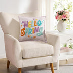 Hallmark Decorative Pillow for Couch or Bed, Reversible Hello Spring Pillow, Easter Decor, 18" x 18"