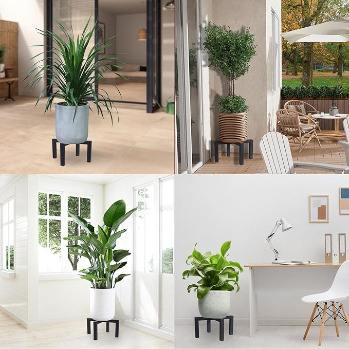 Plant Stand Indoor Outdoor, Heavy Duty Metal Plant Pot Holder, Mid Century Modern Planter Stands, Floor Flower Pot Holder, Fit 5-15 Inches Pots (Black, Fit 5-15 inch pots)