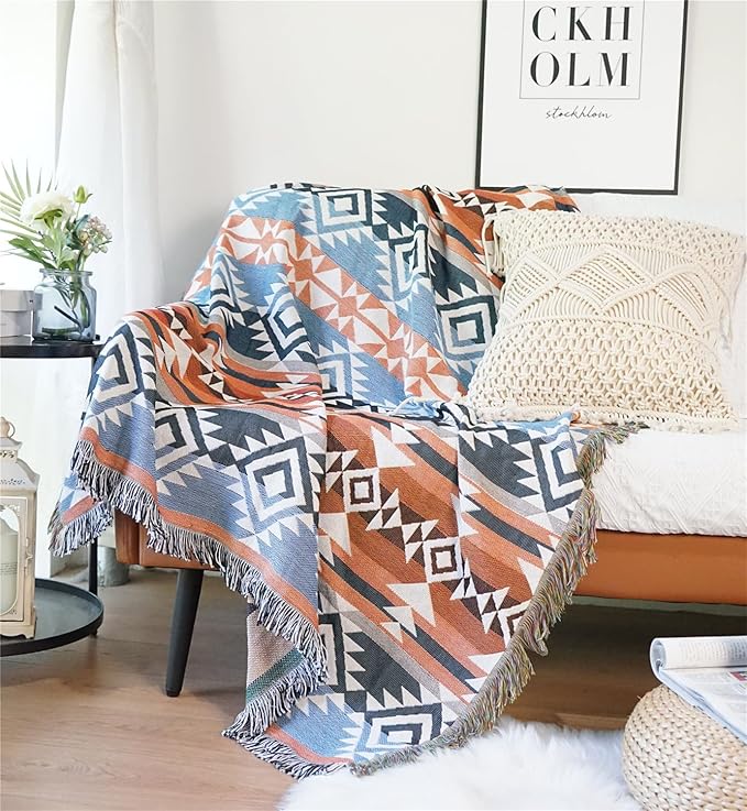 Lqprom Boho Southwest Throw Blankets Aztec Southwest Throws Cover Outdoor Camping Picnic Tent Beach Travel 51"x63"