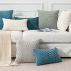 Kevin Textile 12x24 Inch Pillow Cover 1 Pack Boho Decorative Soft Striped Corduroy Lumbar Farmhouse Solid Color Accent Rectangle Cushion Case for Living Room Couch Sofa Bed, Blue Grey