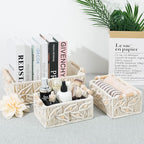 ANMINY 3PCS Macrame Storage Baskets for Organizing Boho Decor Baskets Storage Bins with Wood Handles Handmade Decorative Storage Boxes Desk Toilet Tank Bathroom Self Basket Organizer - Leaves w/Beads