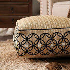 SUTAVIA Pouf Cover Ottoman Unstuffed Pouf Seat Footrest Decorative Storage Bean Bag Floor Chair for Home Decor Living Room Bedroom (Linen Decor, Square, 20" D x 20" W x 8" H)
