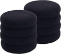 Flouki 19.5" Storage Ottoman Round, Vanity Stools for Bedroom, Entryway Ottoman for Console Table, Ottoman Stool for Girls Women, Foot Stool for Living Room Set of 2, Sherpa Black