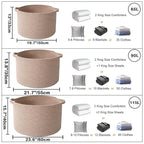 90L Large Blanket Basket,21.7"L x 21.7"W x 13.8"H Rope Woven Baskets with Handles, Toys Storage Bins,Laundry Basket Perfect for Living Room, Nursery,Bedroom,Home Organization,Brown
