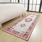 Amearea Vintage Design Runner Rugs for Living Room, 2x6 Machine Washable Floral Collection Traditional Bedroom Rug, Low Pile Cute Kids Room Print Carpet, No Slip Office Kitchen Home Decor, Red